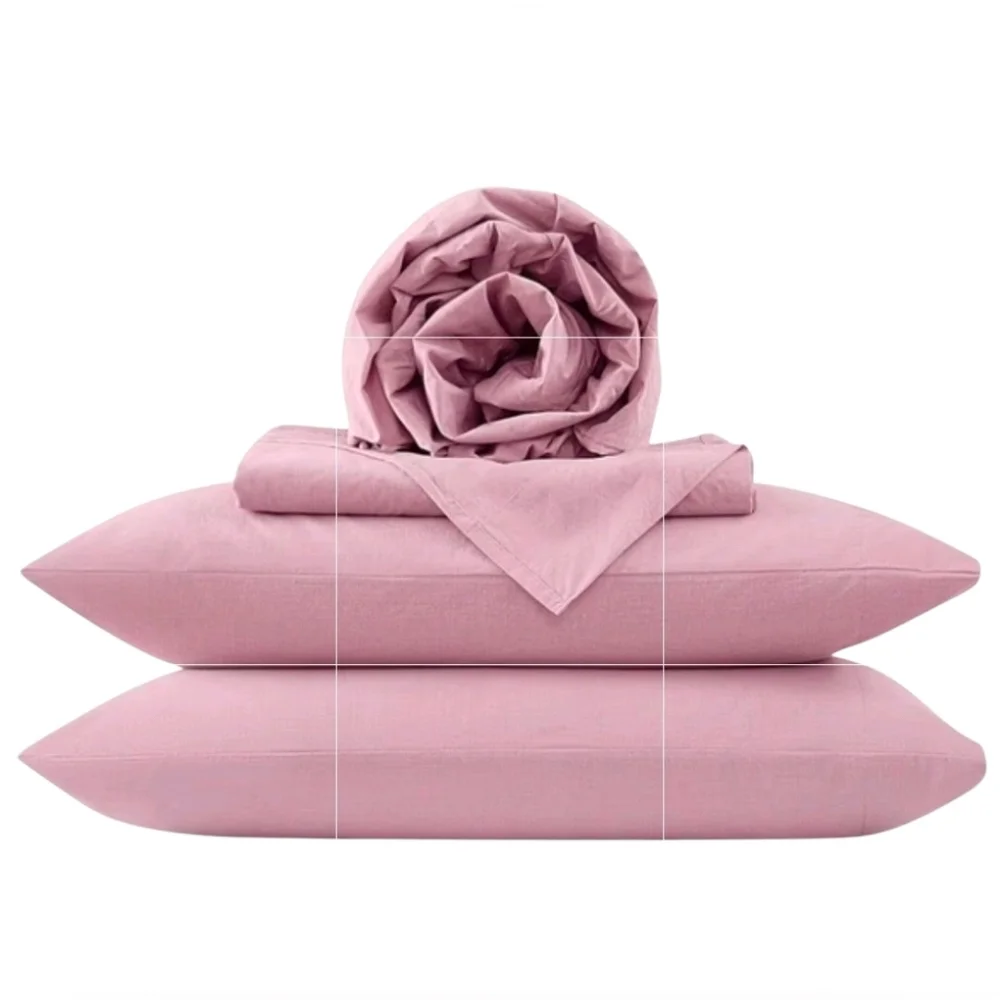 Frye Dusted Denim Extra Comfort Blend 4 Piece King Sheet Set In Soft Pink - New